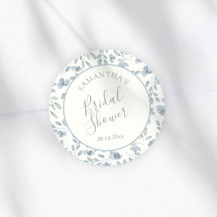 Boho Blue & Cream Bridal Shower Favor Classic Round Sticker