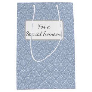 Boho blue delicate shells medium gift bag