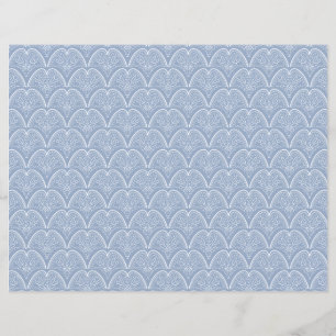 Boho Blue Delicate Shells Scrapbook Paper