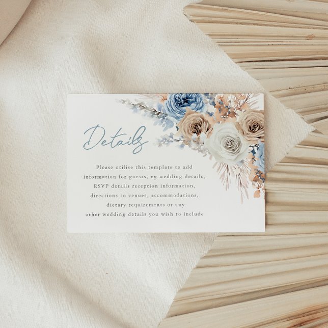 Boho Blue: Dusty Blue Bohemian Wedding Details Enclosure Card (Creator Uploaded)