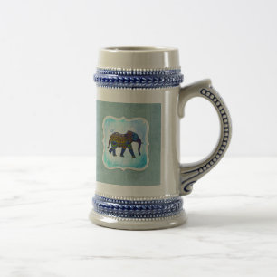Boho Blue Elephant Beer Stein