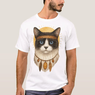 Boho Blue-Eyed Cat Dreamcatcher Graphic T-Shirt