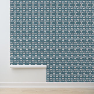 Boho Blue Floral Wallpaper