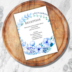 Boho Blue Floral Wedding Reception Enclosure Card