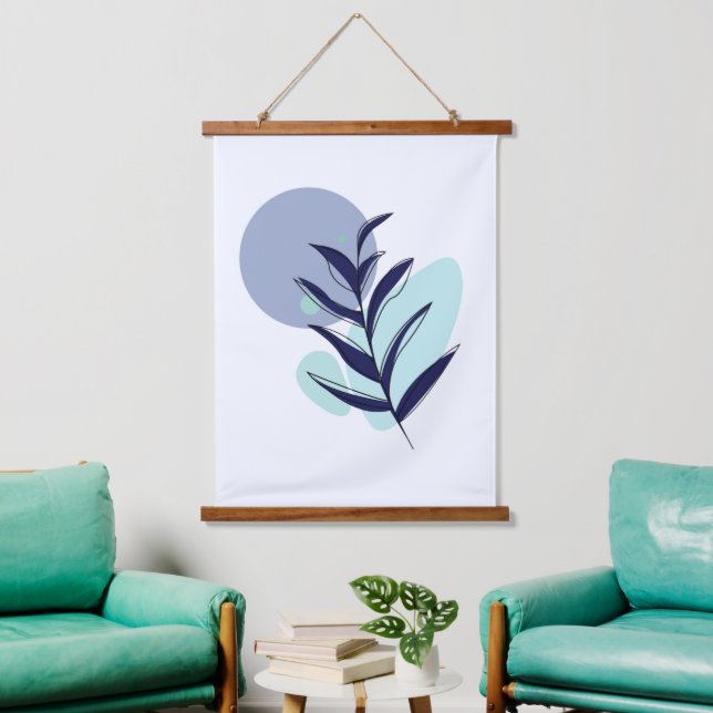 Boho blue flower  hanging tapestry (Living Room)