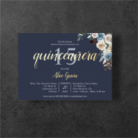 Boho Blue Flowers Dried Leaves Quinceanera