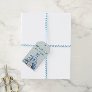 Boho Blue Gifts Twin Boys Baby Shower Gift Tags