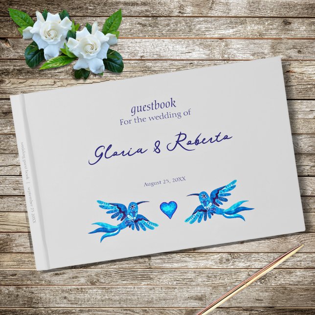 Boho Blue Hummingbird Mexican Wedding Guest Book (Creator Uploaded)