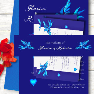 Boho Blue Hummingbirds Mexican Wedding Invitation Belly Band