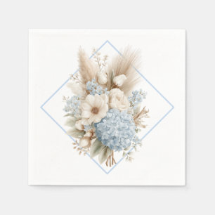 Boho Blue Hydrangea Paper Napkins