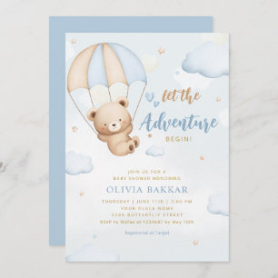 Boho Blue Let the adventure begin boy baby shower  Invitation