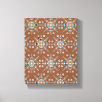Boho Blue Mandala Hand Drawn Art Brown