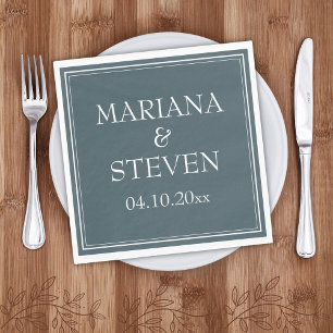 Boho Blue Modern Minimalist Napkin