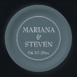 Boho Blue Modern Minimalist Paper Plate<br><div class="desc">Boho Blue Modern Minimalist wedding paper plates for your wedding reception,  rehearsal dinner and bridal shower in the border minimalist blue theme.</div>