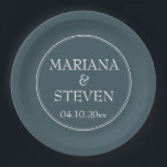 Boho Blue Modern Minimalist Paper Plate<br><div class="desc">Boho Blue Modern Minimalist wedding paper plates for your wedding reception,  rehearsal dinner and bridal shower in the border minimalist blue theme.</div>