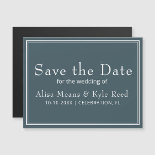 Boho Blue Modern Minimalist Save the Date