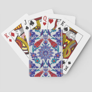 Boho Blue Moroccan Tile Pattern Playing Cards