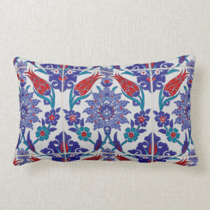 Boho Blue Moroccan Tile Throw Pillow