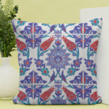 Boho Blue Moroccan Tile Throw Pillow