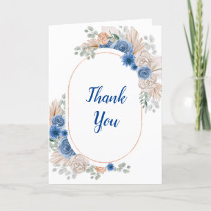 Boho Blue Pampas Grass Birthday Thank You Card