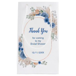 Boho Blue Pampas Grass Bridal Shower Small Gift Bag