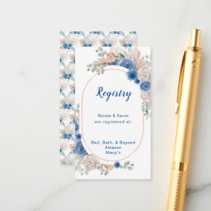 Boho Blue Pampas Grass Wedding Registry Enclosure Card