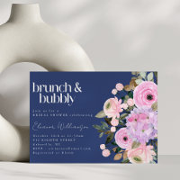 Boho Blue Pink Purple Floral Brunch Bubbly Shower