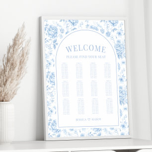 Boho Blue Porcelain Floral Wedding Seating Chart