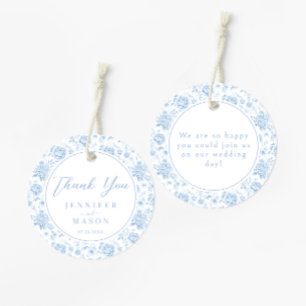 Boho Blue Porcelain Floral Wedding Thank You Favour Tags