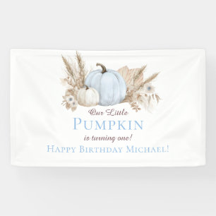 Boho Blue Pumpkin 1st Birthday Welcome Banner