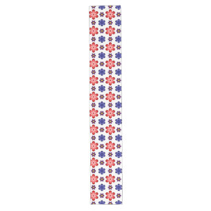 Boho Blue Purple Red Flowers Large Table Runner