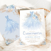 Boho Blue Quinceañera Princess Dress Birthday