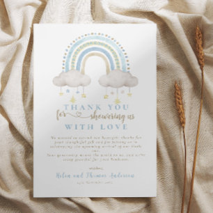 Boho Blue Rainbow Baby Shower Thank You Card