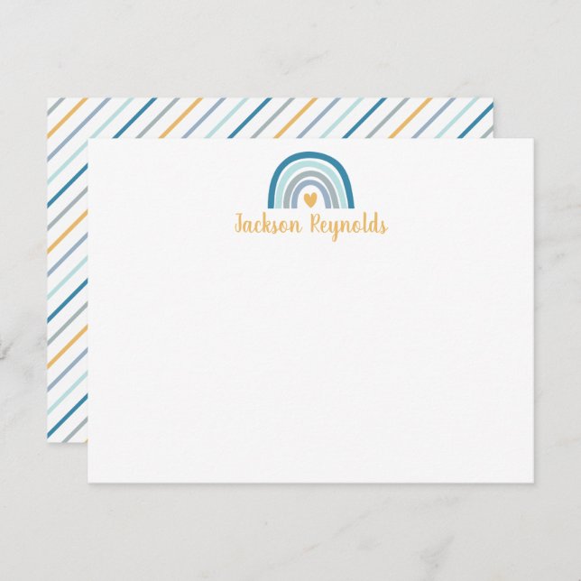 Boho Blue Rainbow Stationery Card (Front/Back)