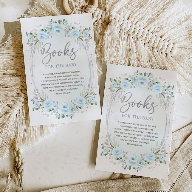 Boho Blue Silver Garden Flowers Books for Baby Enclosure Card (Creator Uploaded)