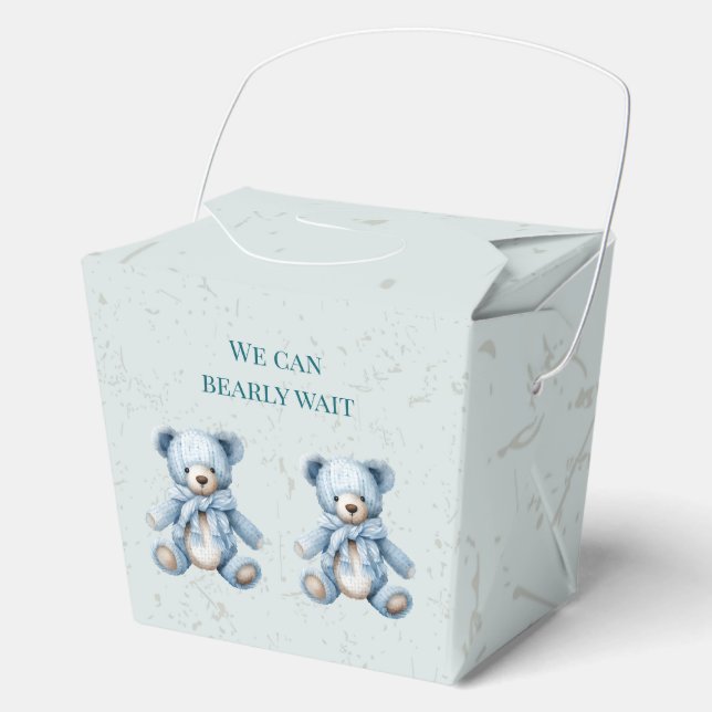 Boho Blue Teddy Bears Favour Box (Front)