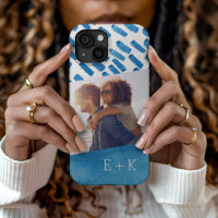 Boho Blue Watercolor Abstract | Monogrammed Photo