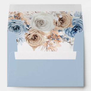 Boho Blue: Watercolor Bohemian Floral Wedding Envelope