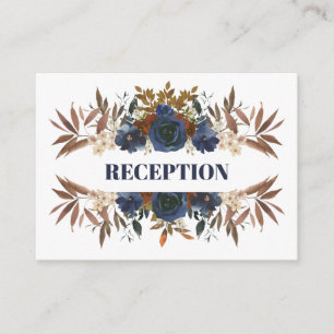 Boho Blue Watercolor Floral Wedding Enclosure Card