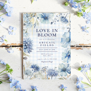 Boho Blue Wildflower Love in Bloom Bridal Shower Invitation