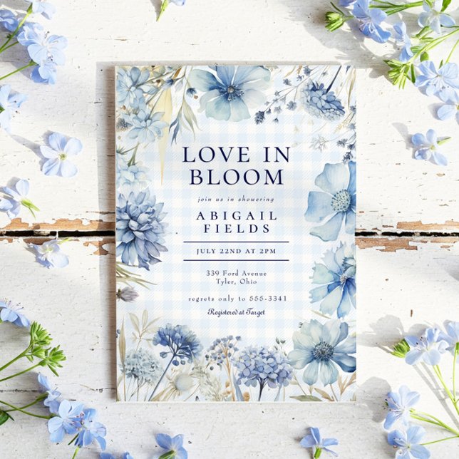 Boho Blue Wildflower Love in Bloom Bridal Shower Invitation (Creator Uploaded)
