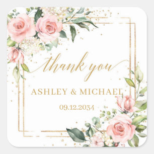 Boho blush and gold greenery wedding sticker