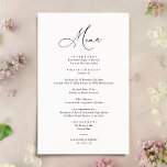 Boho Blush Black & White Modern Wedding Menu<br><div class="desc">Designed to coordinate with our Stylish Script wedding collection,  this customisable Menu card,  features a sweeping script calligraphy text paired with a classy serif font in black with a customisable monogram on the back. Matching items available.</div>