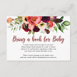 Boho Blush burgundy maroon mauve flowers  Enclosure Card