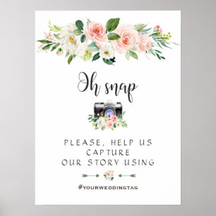 Boho Blush Cream Floral Oh Snap Instagram Sign