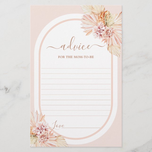 Boho Blush Desert Advice for Mum To Be card (Front)