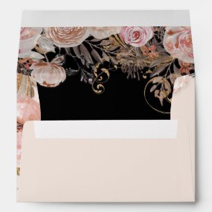 BOHO Blush Fall Floral Rose Gold Black Watercolor Envelope