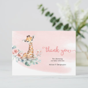 Boho Blush floral baby giraffe eucalyptus wreath Enclosure Card