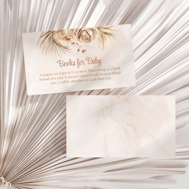 Boho Blush Floral Books for Baby Enclosure Card (Boho Blush Floral Books for Baby Enclosure Card on a sunny white dry palm leaf.)