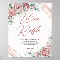 Boho blush floral eucalyptus Wine Raffle game